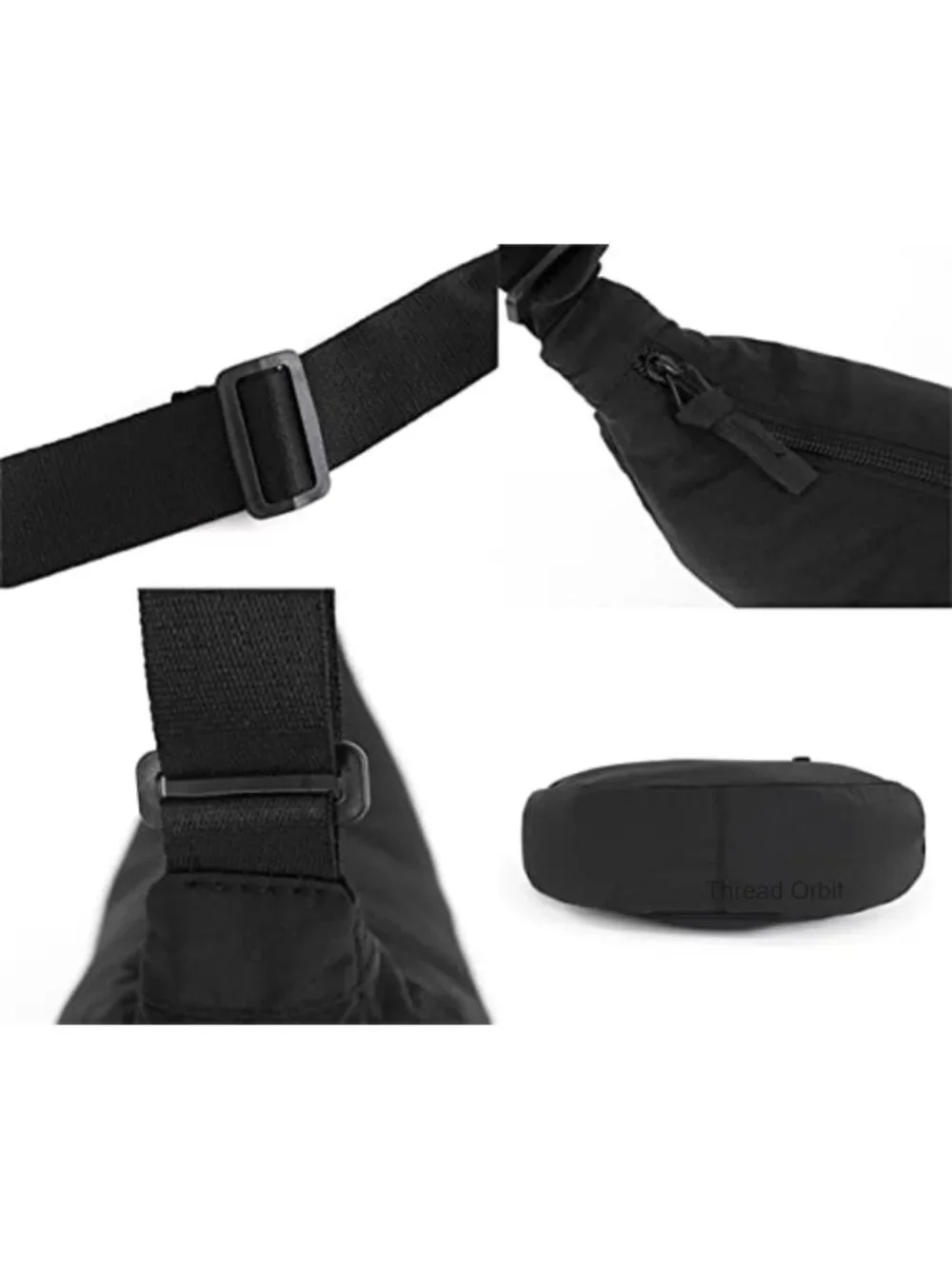 Nylon Hobo Crescent Crossbody Bag with Adjustable Strap